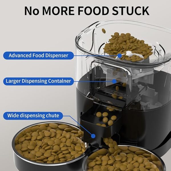 7L Automatic Cat Feeders for 2 Cats - 2.4G WiFi Timed Auto Feeder with APP Control, Cat Food Dispenser with Alexa for Multiple Cats, - Image 2