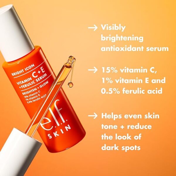 e.l.f. SKIN Bright Icon Vitamin C + E + Ferulic Serum, Brightening & Soothing Face Serum - Image 5