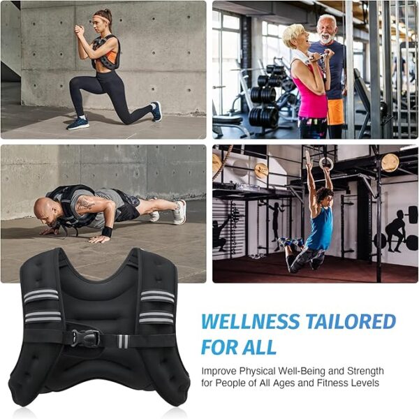 ZELUS Weighted Vest, 6lb/8lb/12lb/16lb/20lb/25lb/30lb Weight Vest with Reflective Stripe for Workout - Image 2