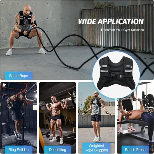 ZELUS Weighted Vest, 6lb/8lb/12lb/16lb/20lb/25lb/30lb Weight Vest with Reflective Stripe for Workout - Image 3